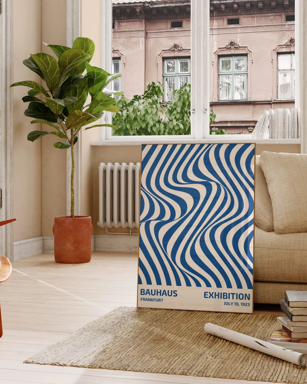 Bauhaus blauw zebra Poster