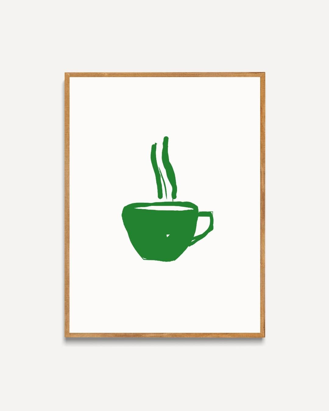 Simple green coffee cup Poster