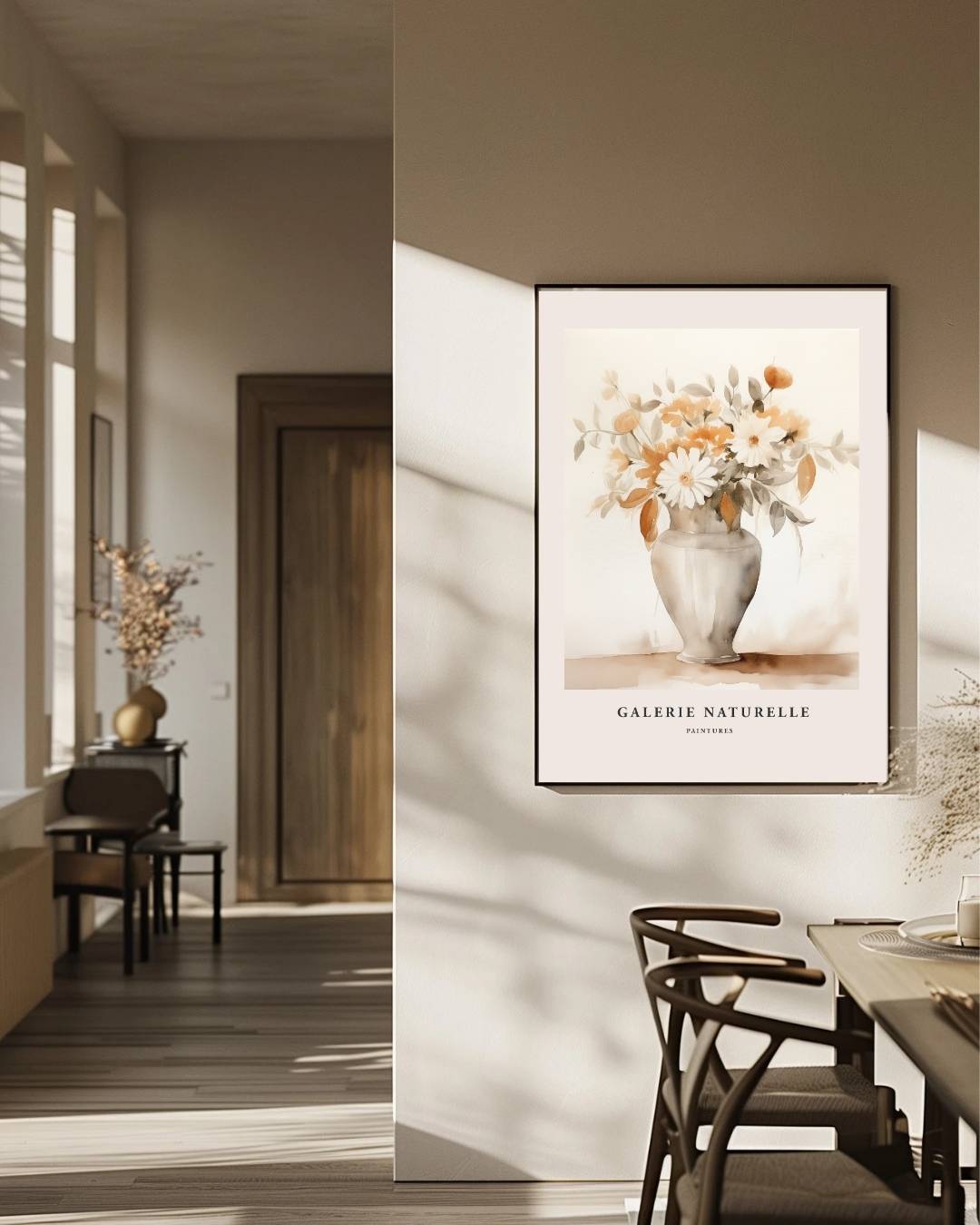 Galerie naturelle warme bloemenvaas Poster