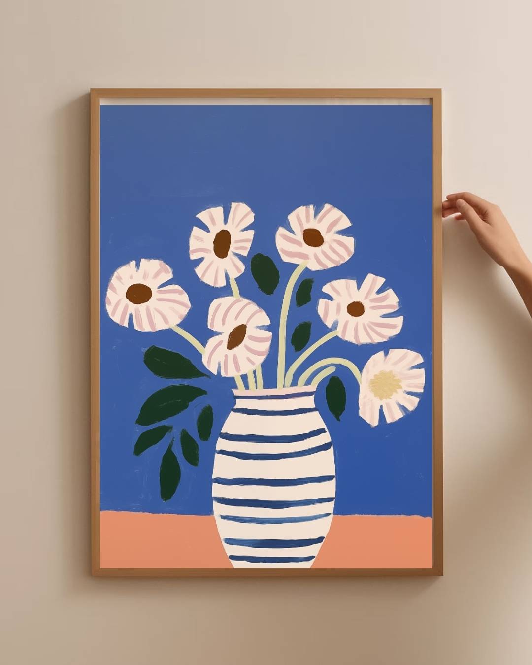 Bloemen in blauwe vaas Poster