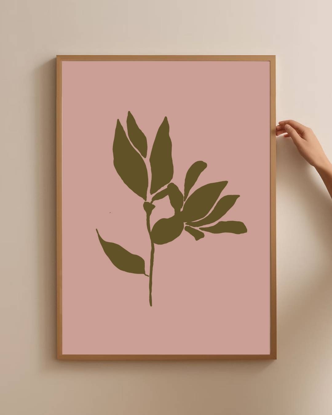 Minimalistische bloemensilhouet op roze achtergrond Poster