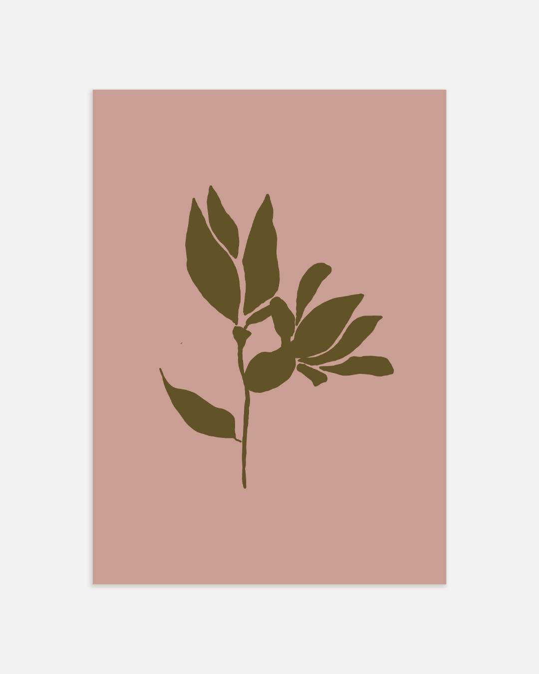 Minimalistische bloemensilhouet op roze achtergrond Poster