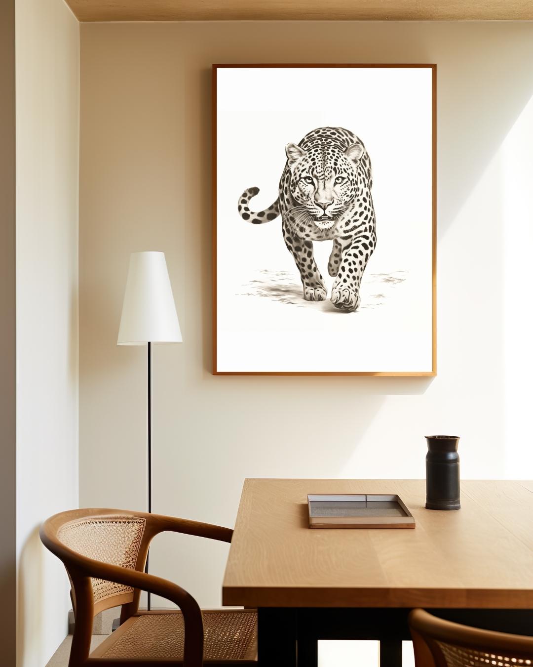 Leopard in Black and White Poster