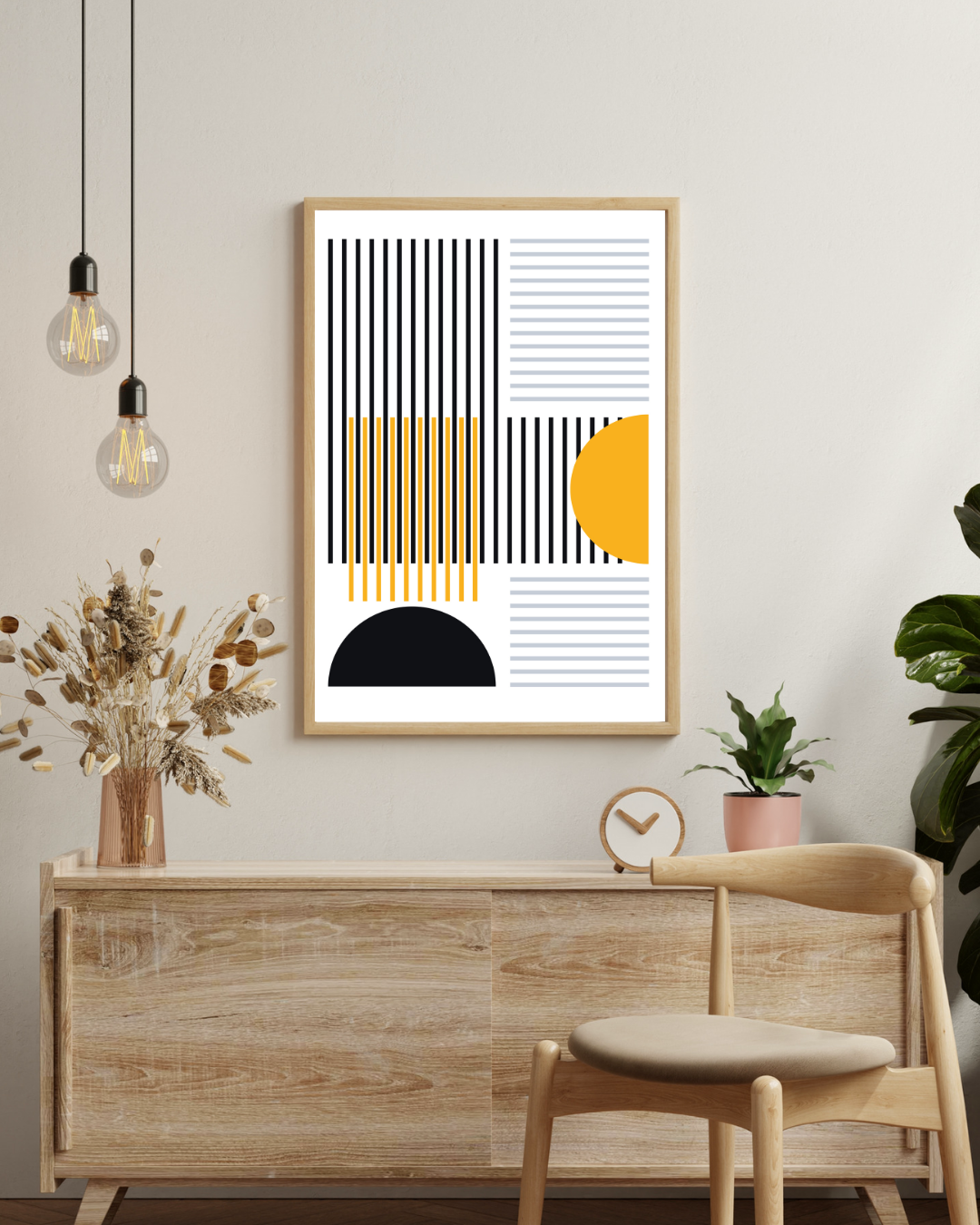 Bauhaus zwart & geel cirkel Poster