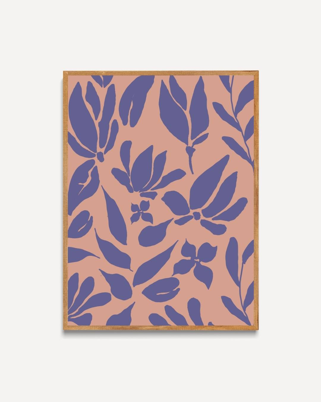 Herhalend bloemensilhouet op roze achtergrond Poster