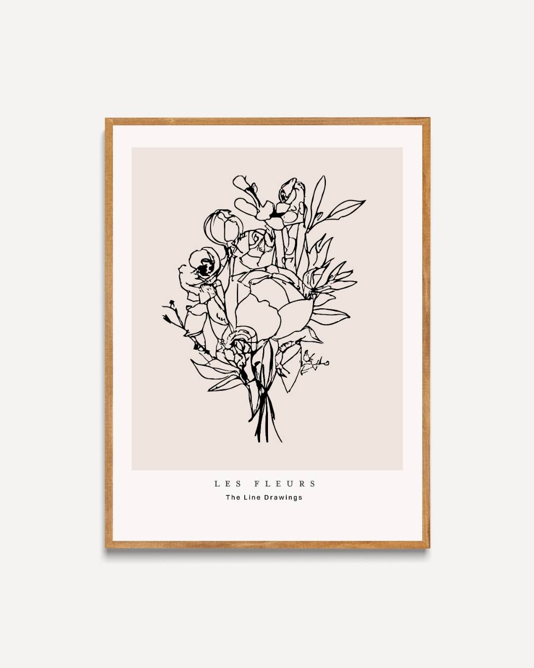 Botanische lijntekening bloemen Poster