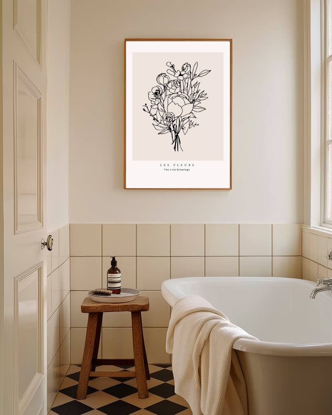 Botanische lijntekening bloemen Poster