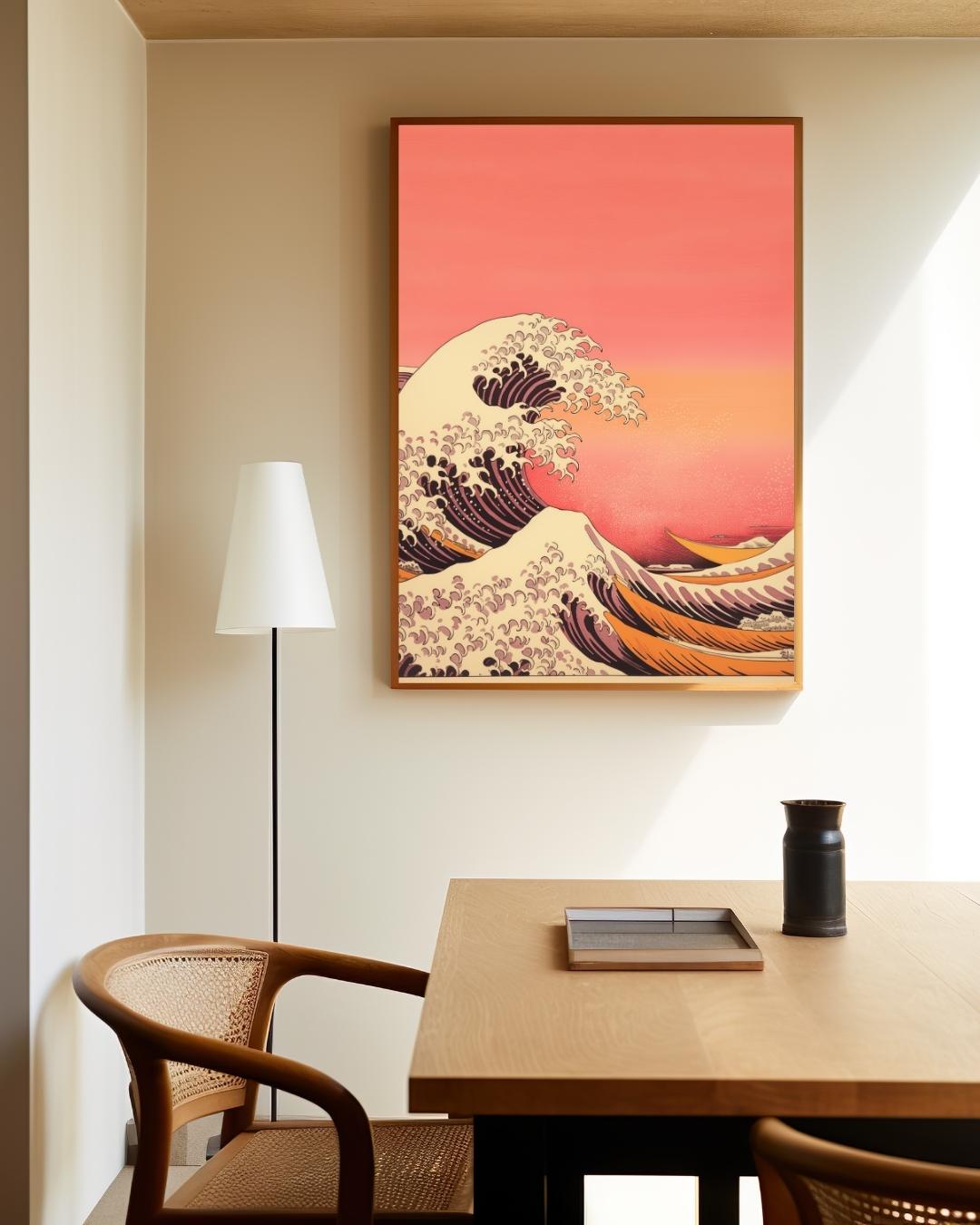 Big Wave at Sunset Poster