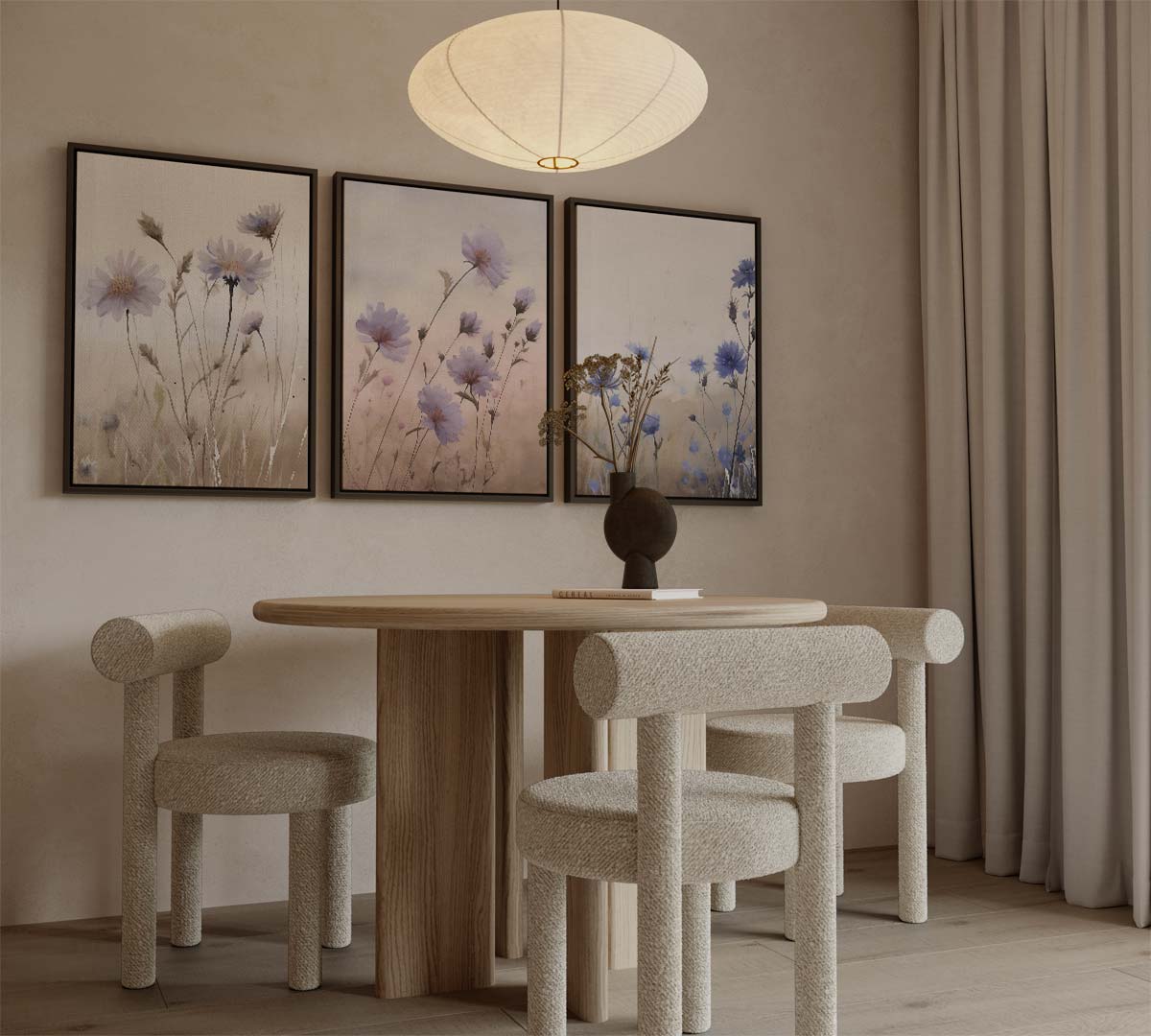 Veldbloemen in pastel Kunstwerk-canvas-dibond-plexiglas-wanddecoratie-WallArtistic