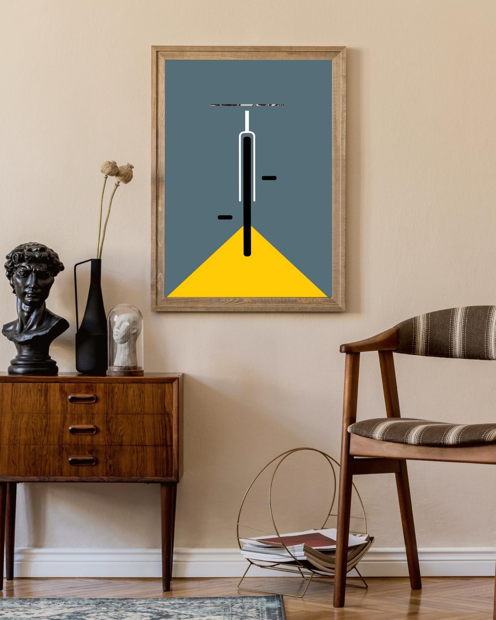 Bauhaus fiets grijs Poster