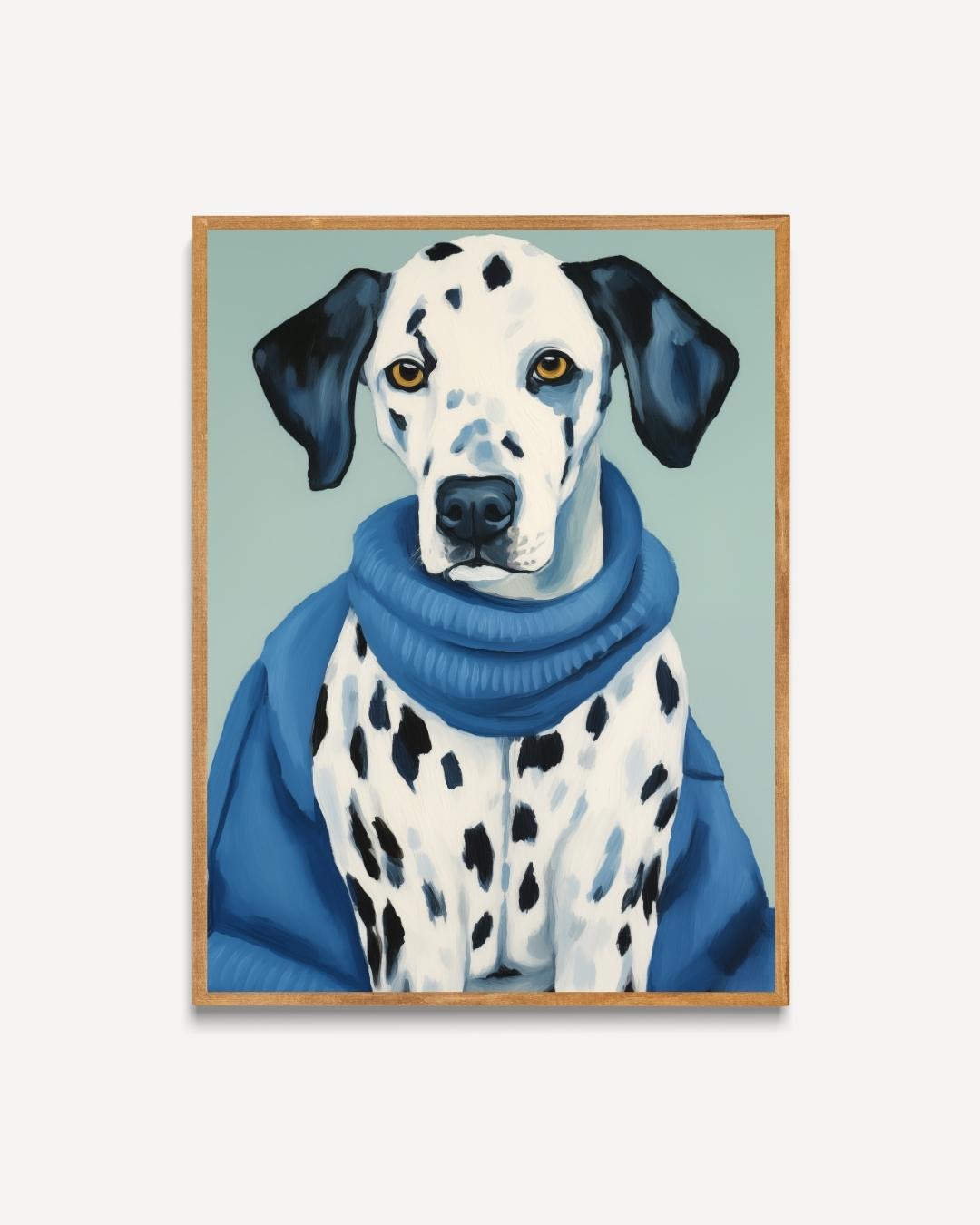 Dalmatian in blue sweater Poster