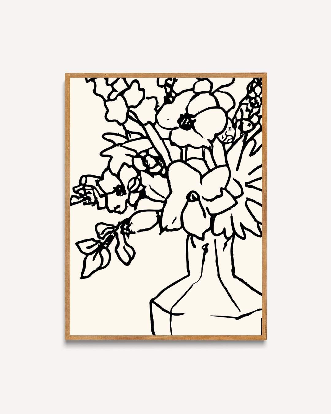 Bold floral vase line art Poster