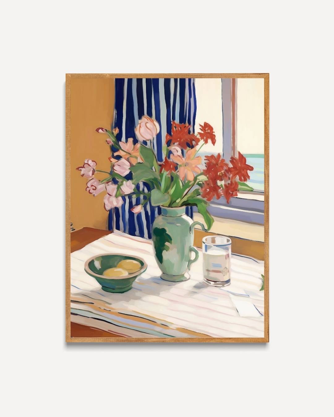 Floral still life with green vase Poster