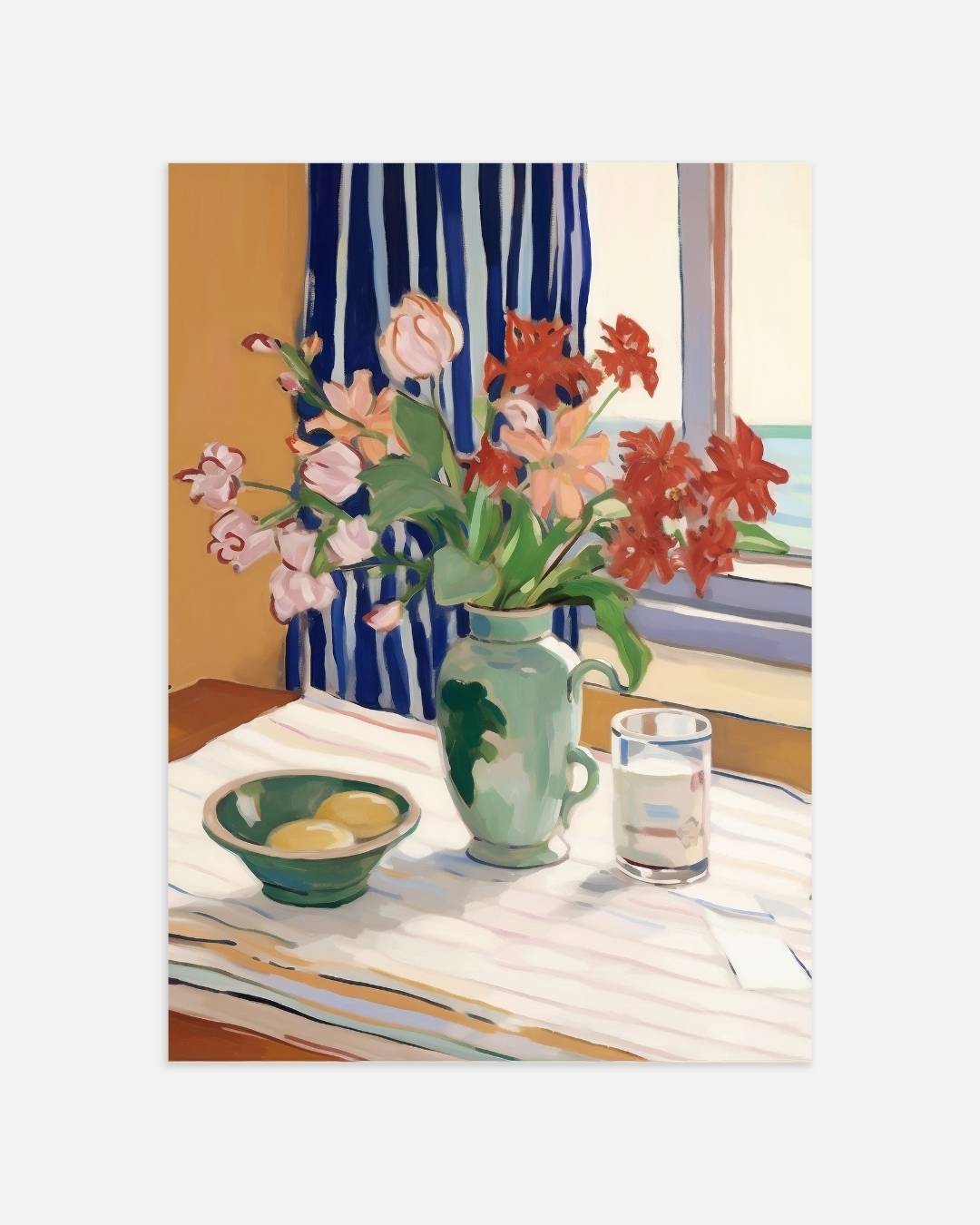 Floral still life with green vase Poster