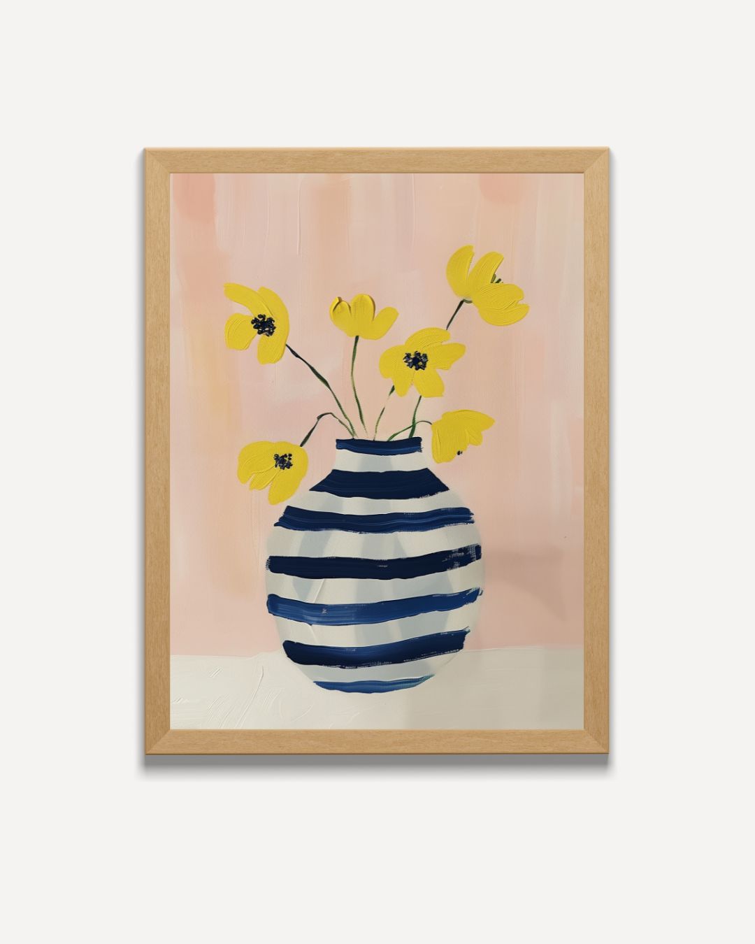 Flowers in Striped Vase Poster