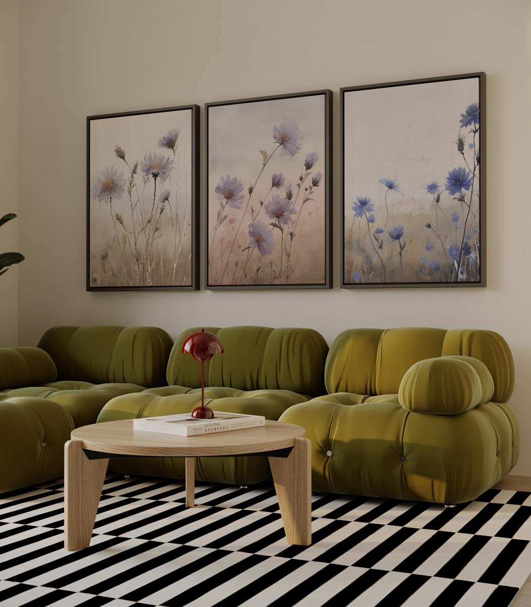 Veldbloemen in pastel Kunstwerk-canvas-dibond-plexiglas-wanddecoratie-WallArtistic