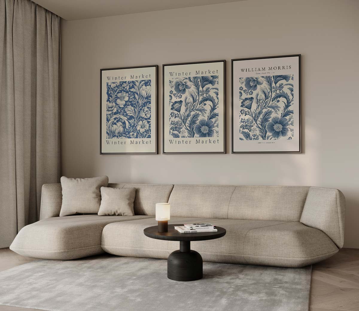 Blauwe botanische print Kunstwerk-canvas-dibond-plexiglas-wanddecoratie-WallArtistic