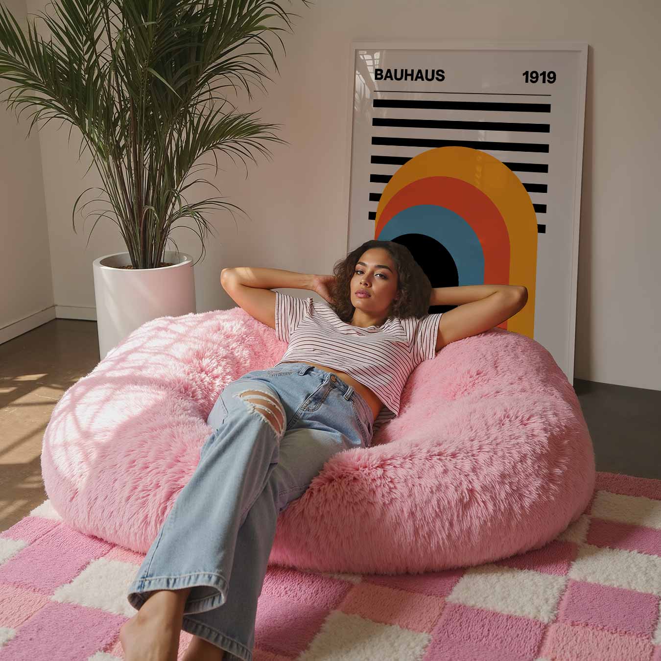 Stijlvolle Bauhaus Retro Regenboog Poster