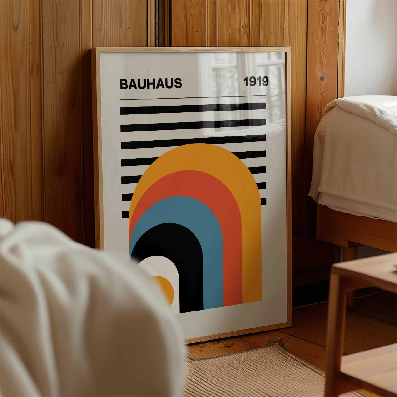 Stijlvolle Bauhaus Retro Regenboog Poster