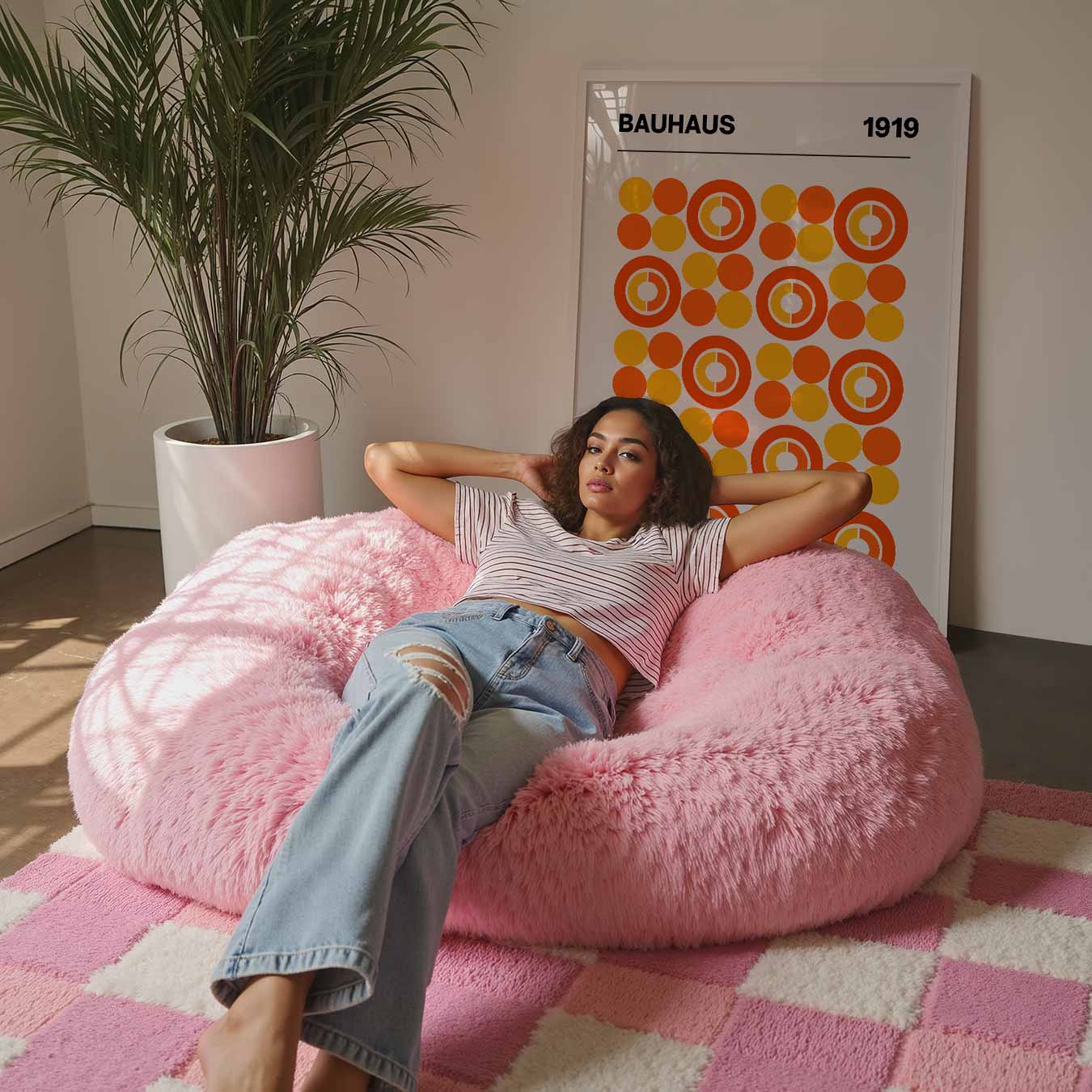 Bauhaus Retro Cirkelpatroon Poster