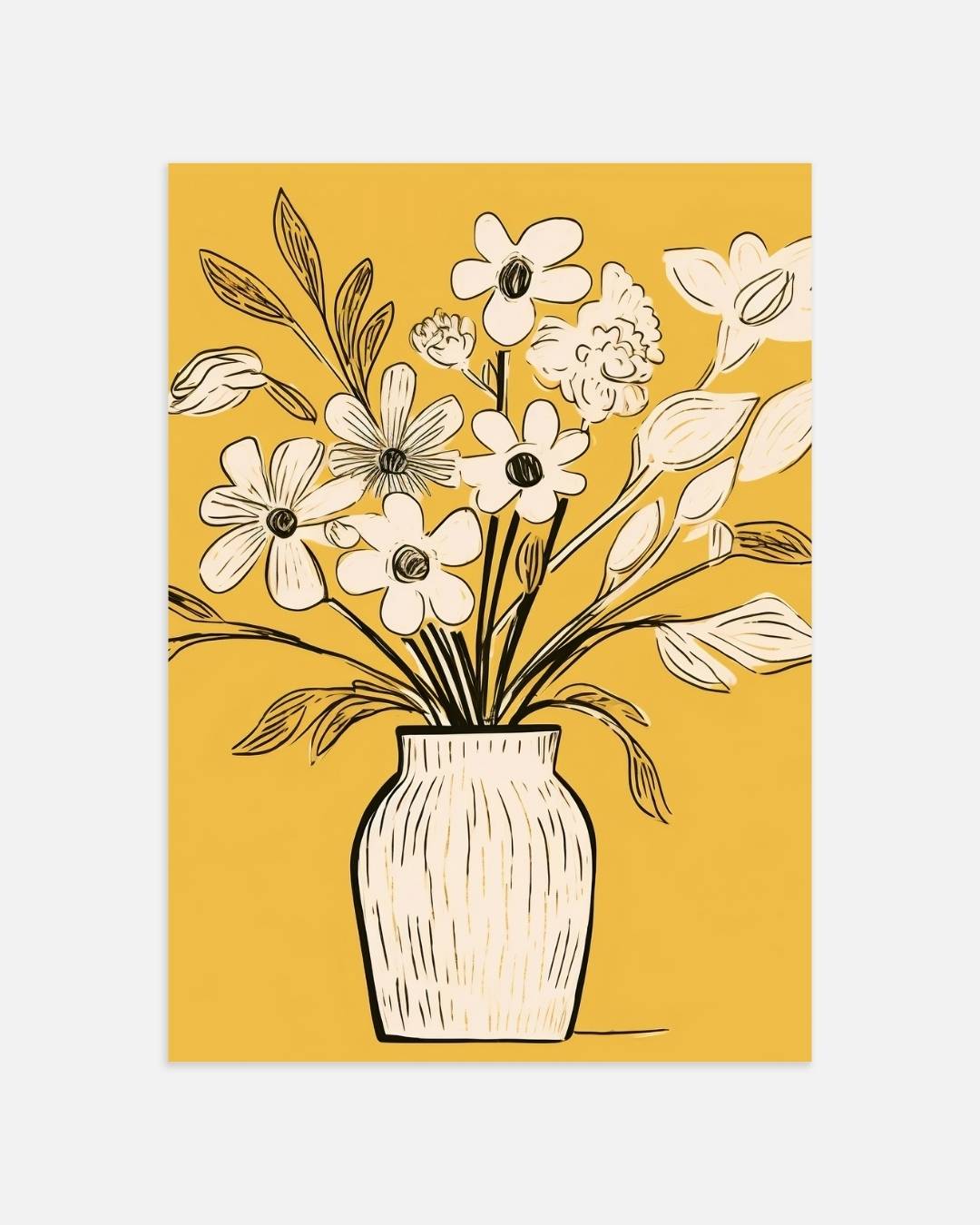 Illustratieve bloemenvaas Poster