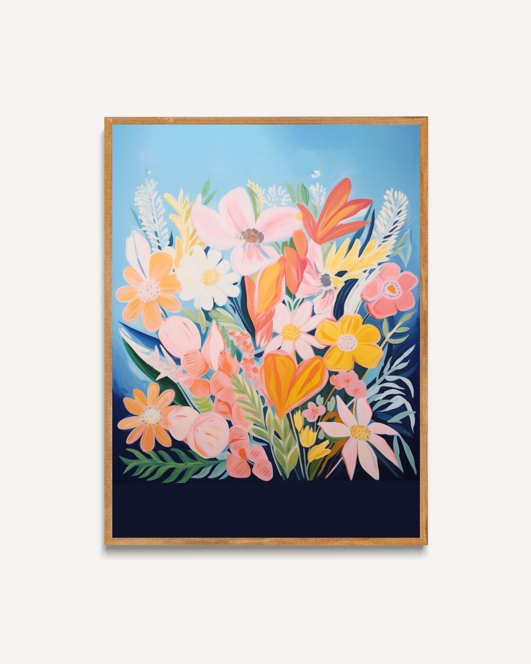 Floral Splendor on Blue Poster 