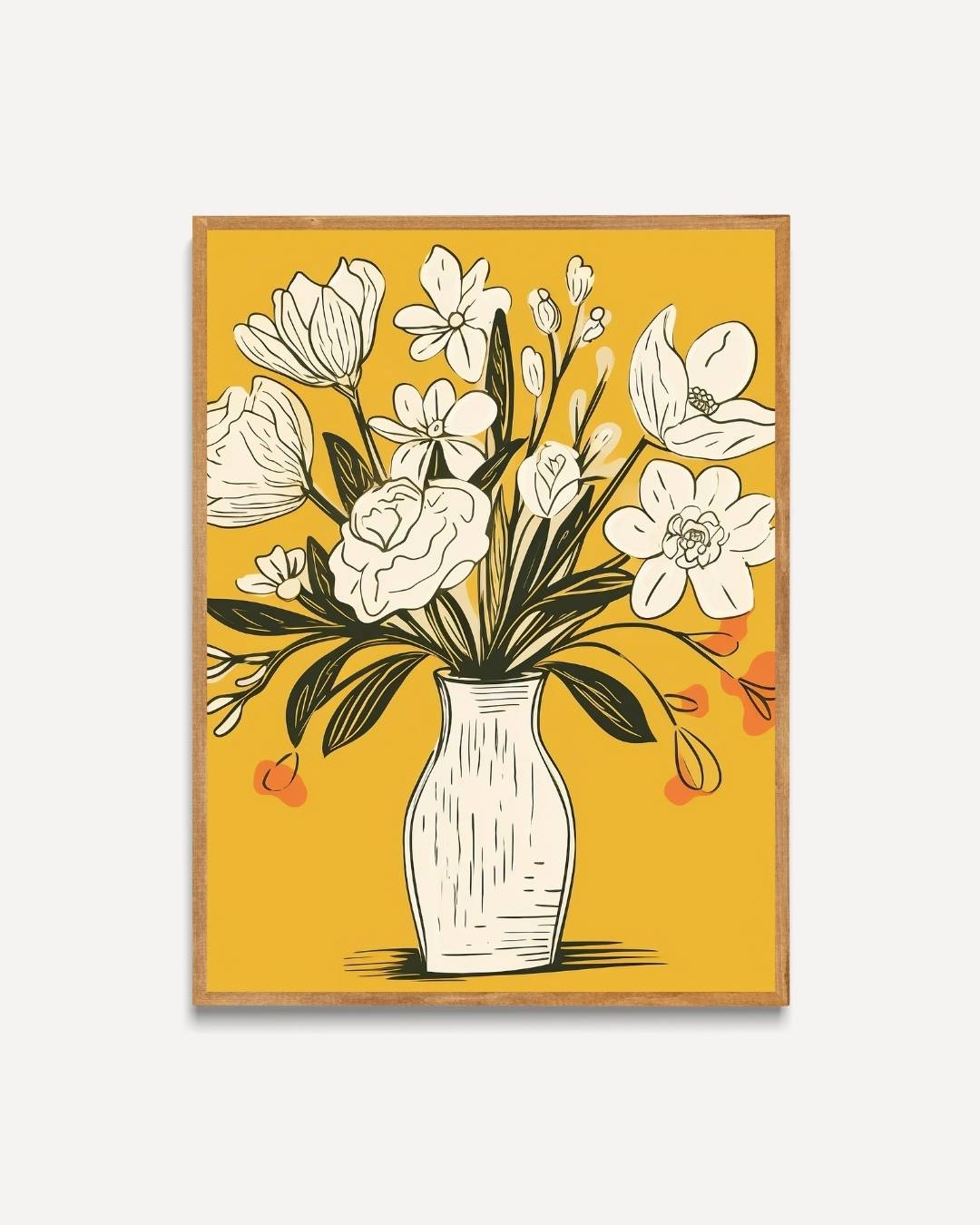 Bloemenillustratie in vaas Poster