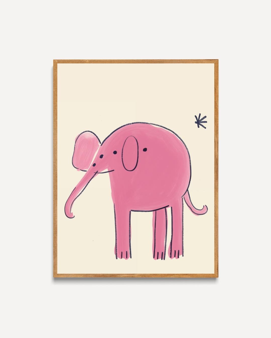 Speelse roze olifant illustratie Poster