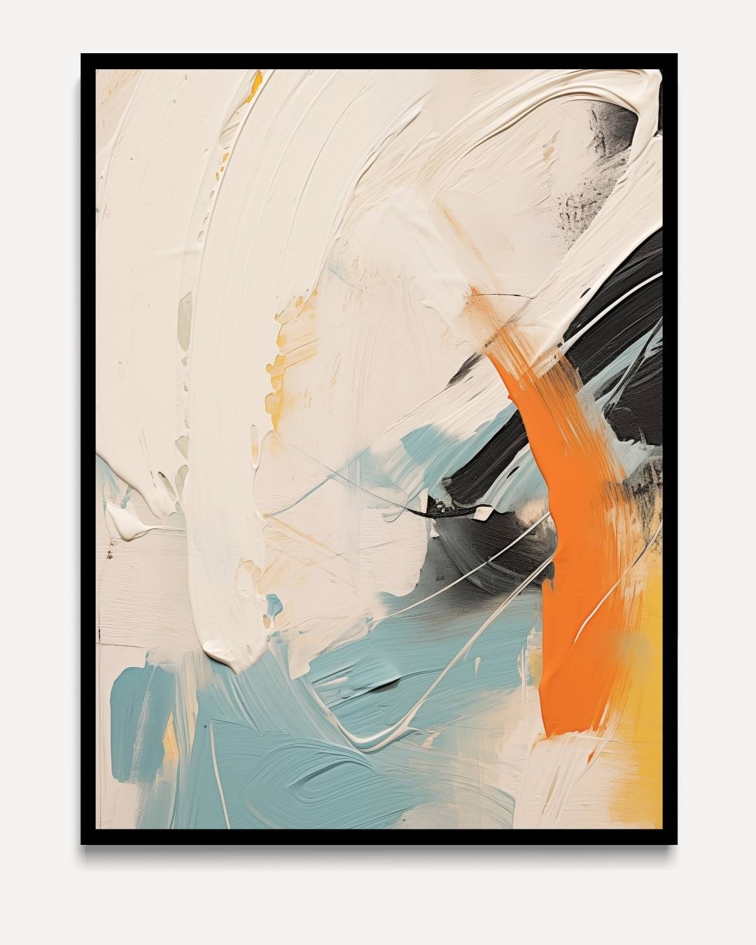 Abstracte kleurbeweging met oranje accent