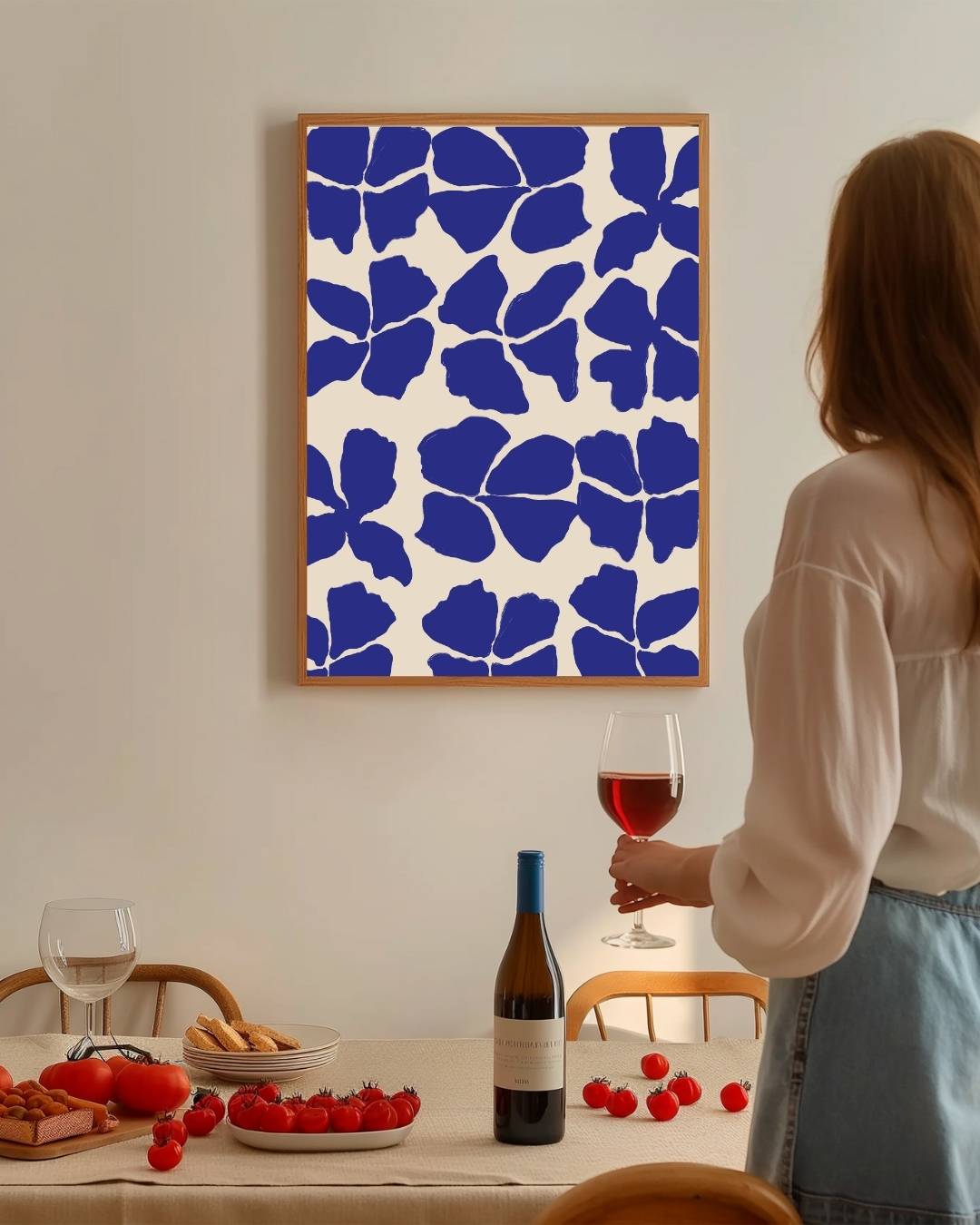 Blauwe bloemen poster