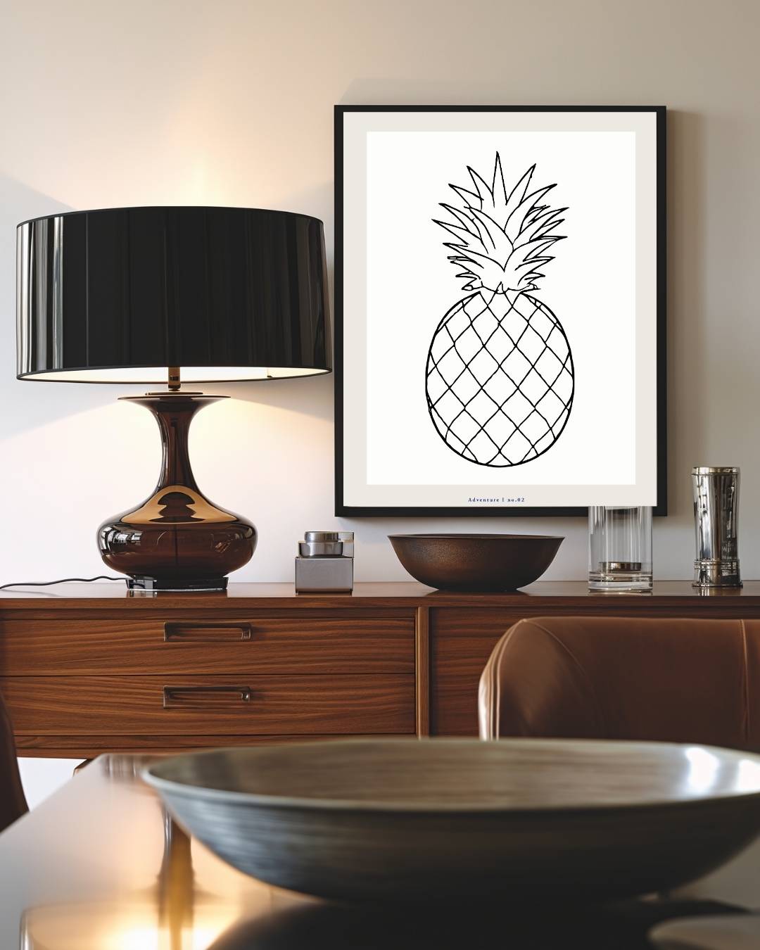 Ananas lijntekening Poster