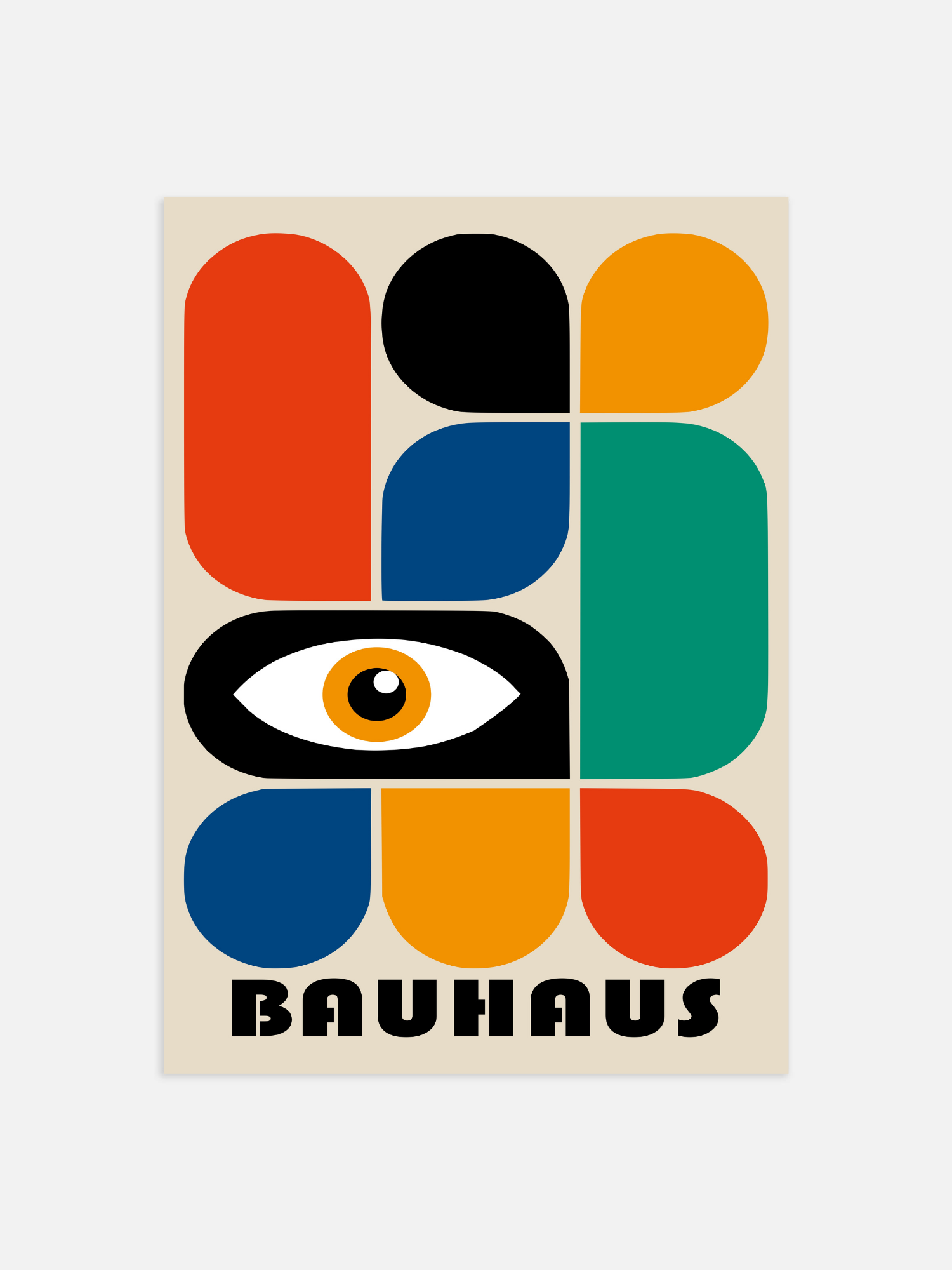 Bauhaus-Plakat mit schwarzem Auge