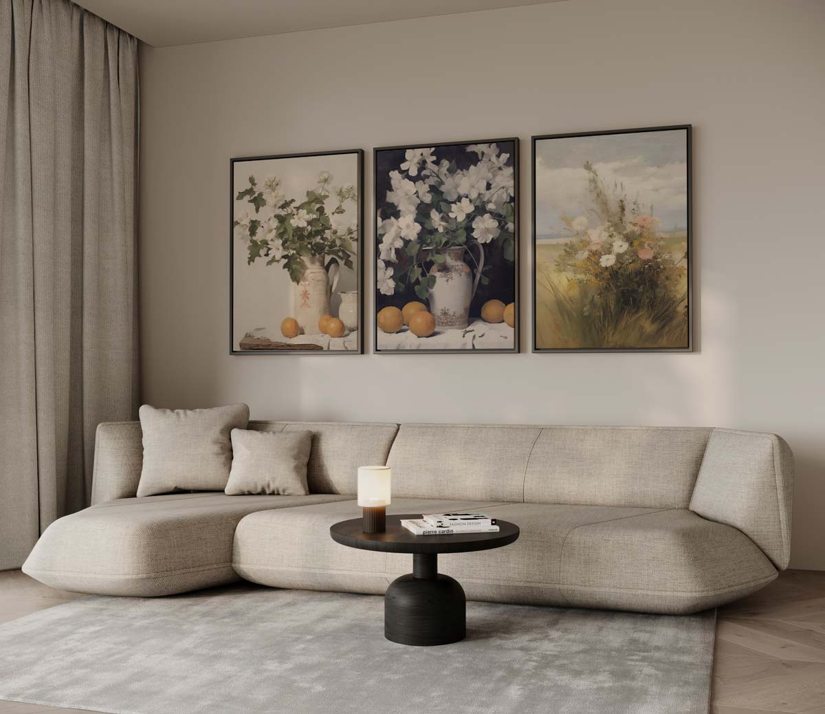 Stillevens met citrus en veldbloemen Kunstwerk-canvas-dibond-plexiglas-wanddecoratie-WallArtistic