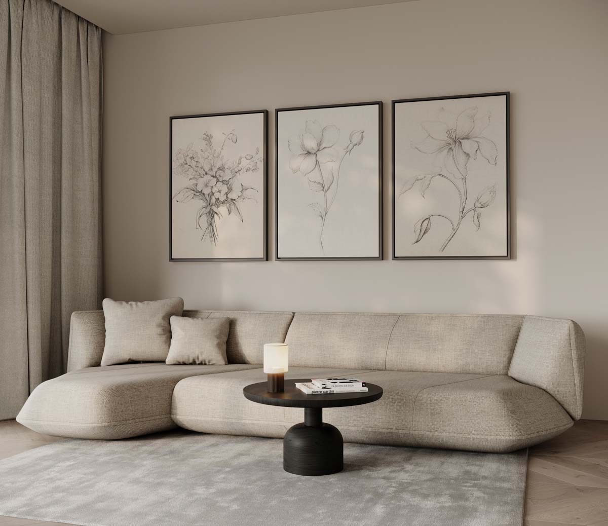 Zachte bloemschetsen Kunstwerk-canvas-dibond-plexiglas-wanddecoratie-WallArtistic