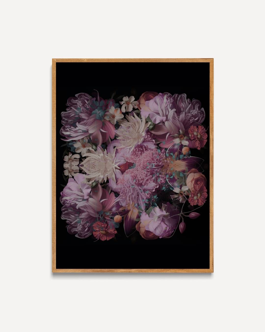 Floral elegance on black Poster