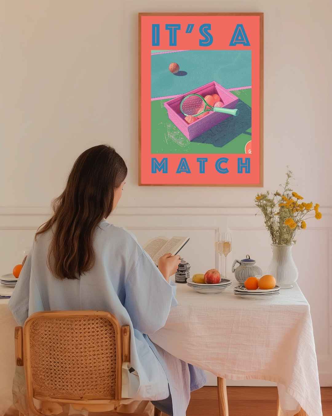 Es ist ein Match-Tennis-Kunstplakat