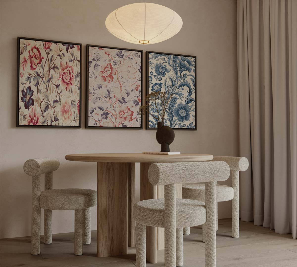 Kleurrijke bloemenmix met blauw accent Kunstwerk-canvas-dibond-plexiglas-wanddecoratie-WallArtistic