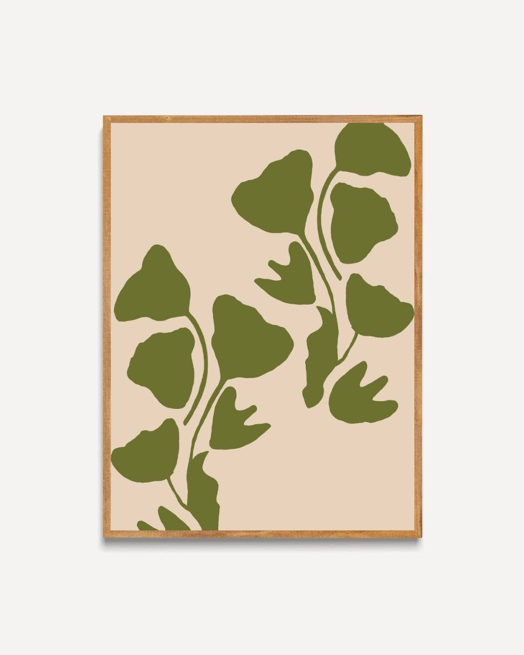 Groene bladeren op beige achtergrond Poster