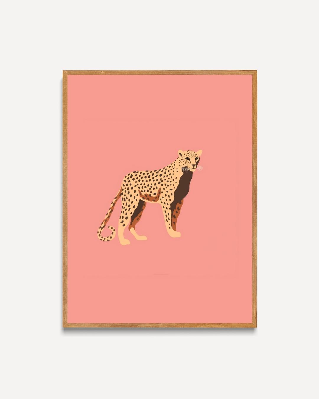 Leopard on pink background Poster