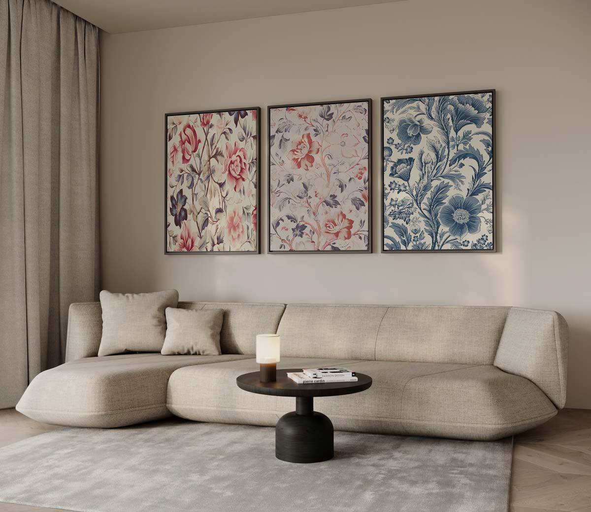 Kleurrijke bloemenmix met blauw accent Kunstwerk-canvas-dibond-plexiglas-wanddecoratie-WallArtistic