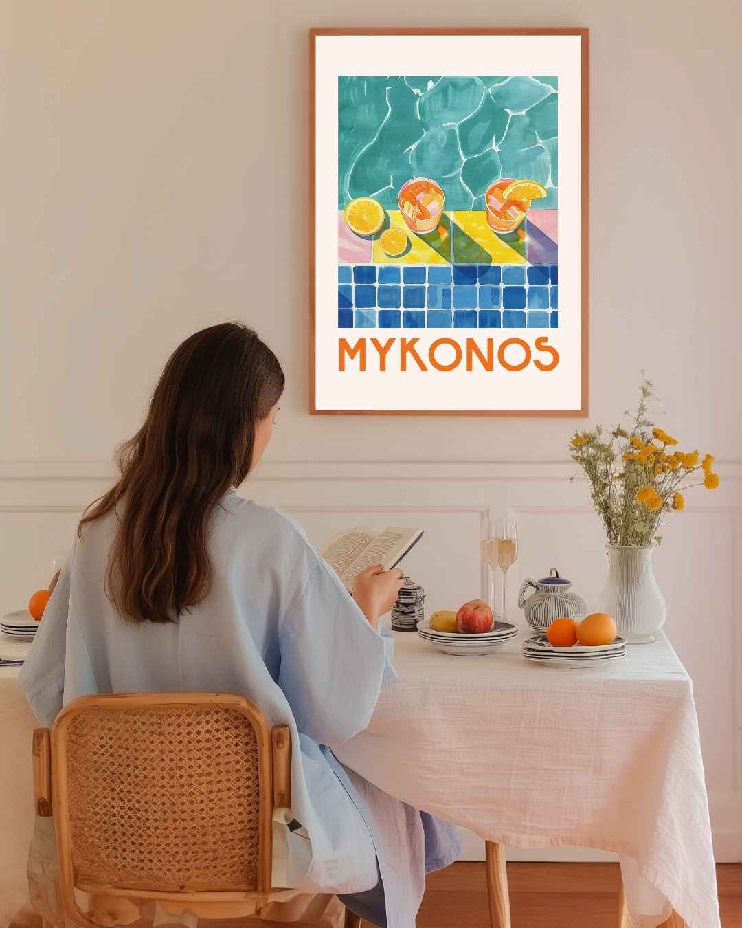 Poster am Pool von Mykonos