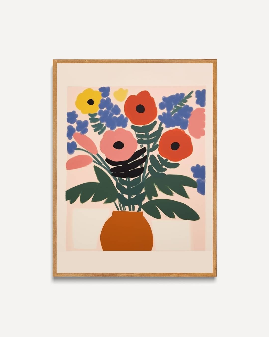 Bloemen in oranje vaas Poster