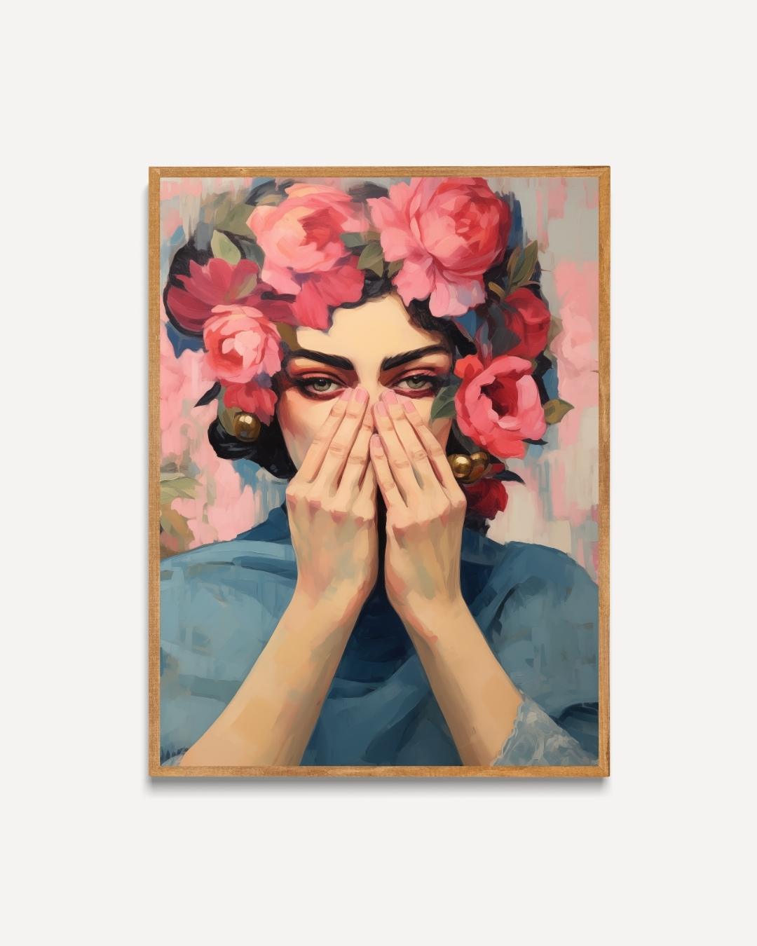 Woman with flower crown Poster