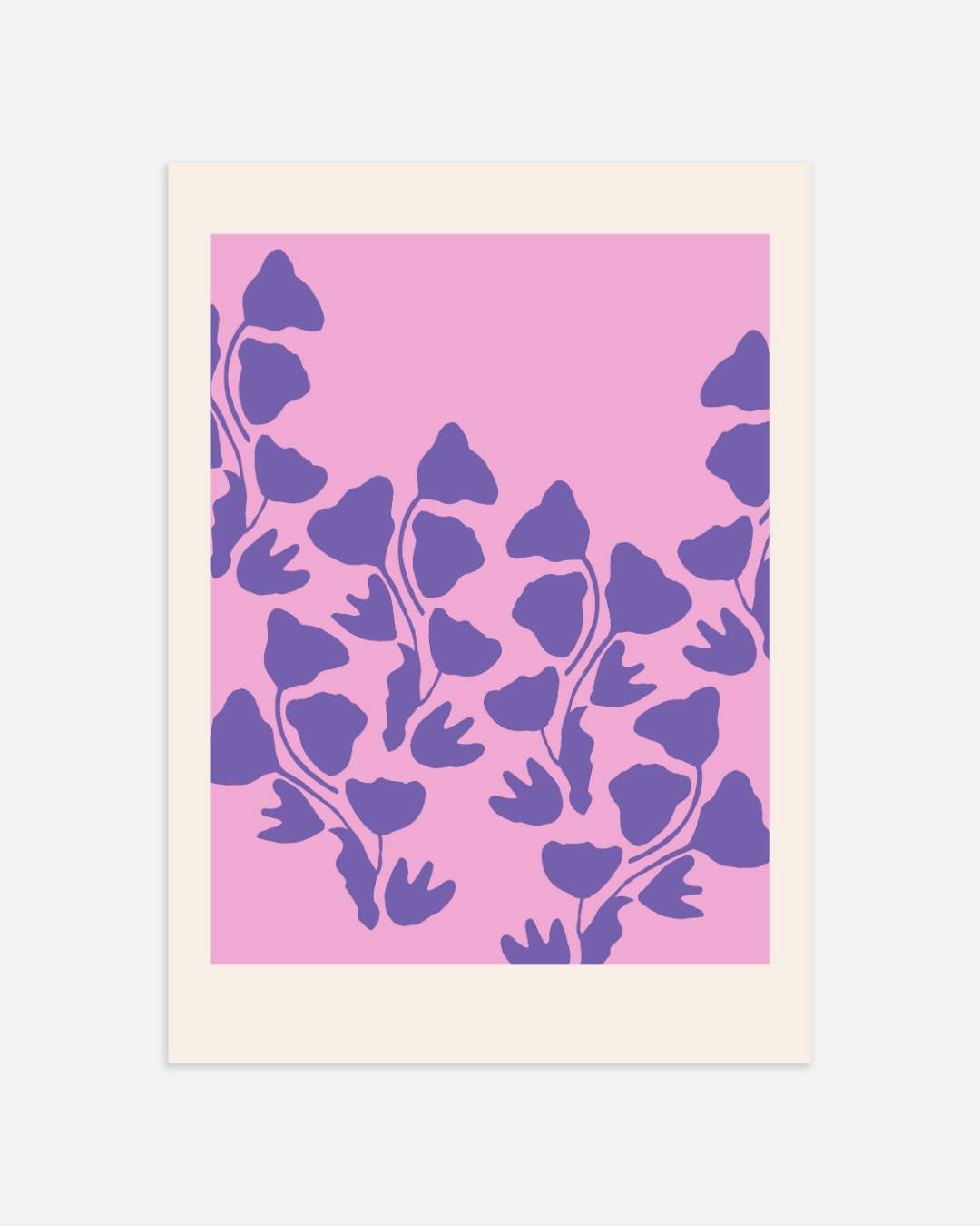 Abstract paars-roze bladpatroon Poster