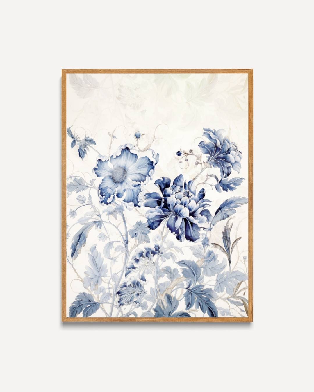 Blauw-witte bloemen Poster