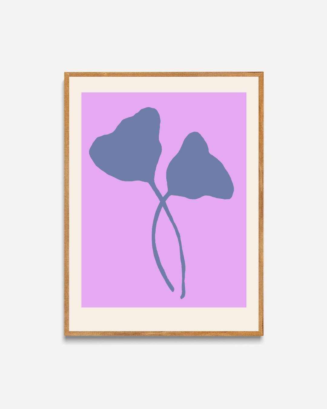 Minimalistisch blauw blad op roze Poster