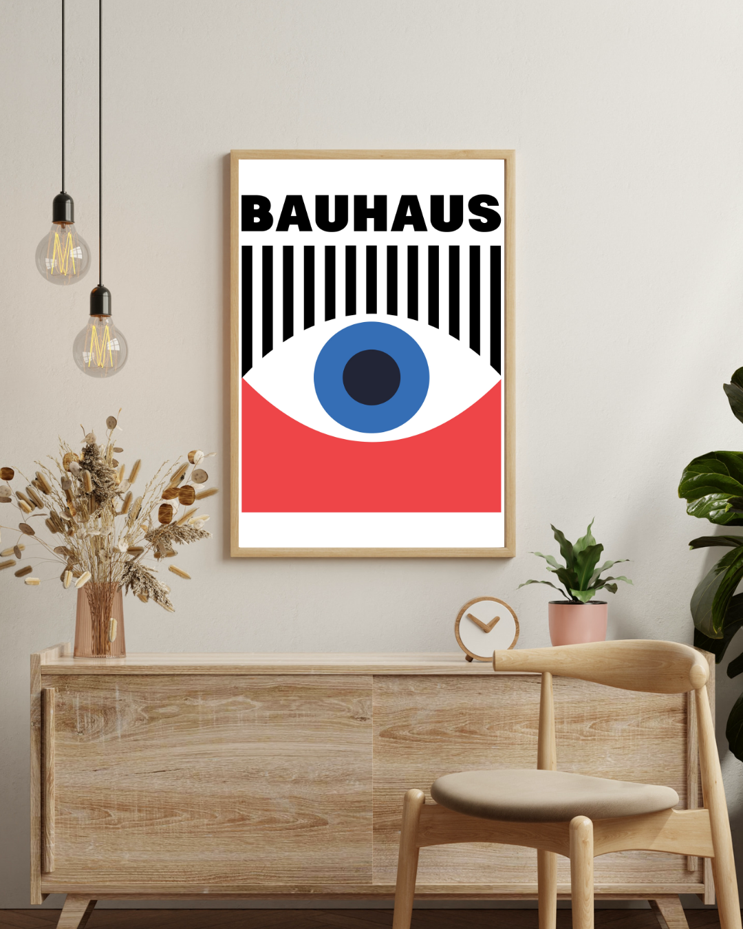 Bauhaus-Plakat mit roten Augen