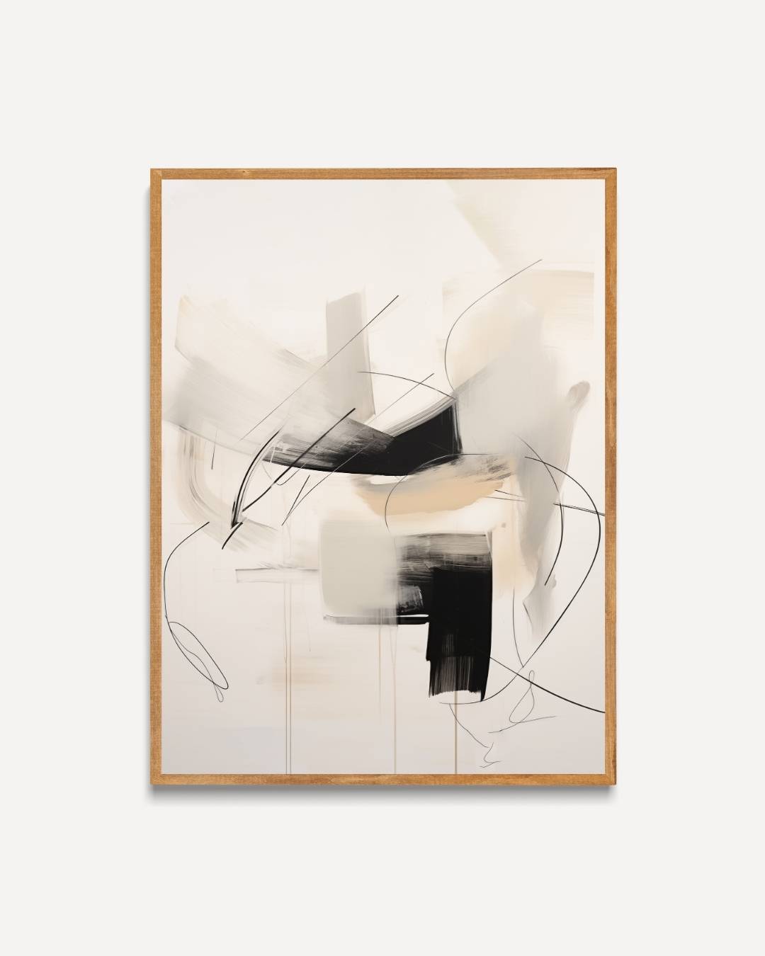 Abstracte compositie in zwart en beige Poster