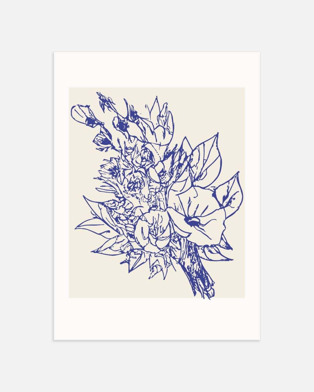 Blauwe bloemen Poster