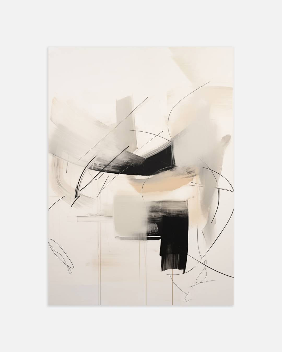 Abstracte compositie in zwart en beige Poster